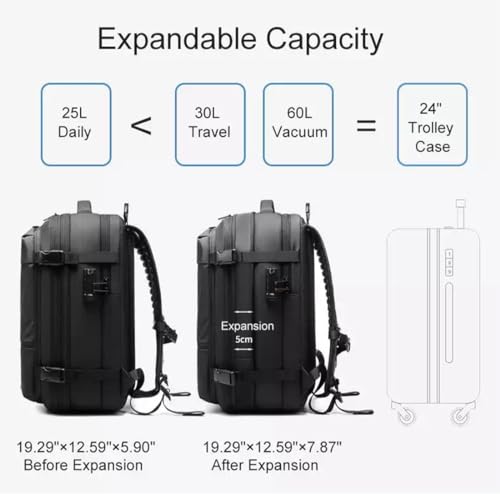 60L Expandable Water Resistant Backpack (Grey) X596125