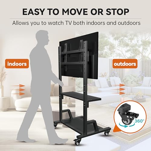 Rolling TV Cart Floor Stand with Mount and Wheels C70745