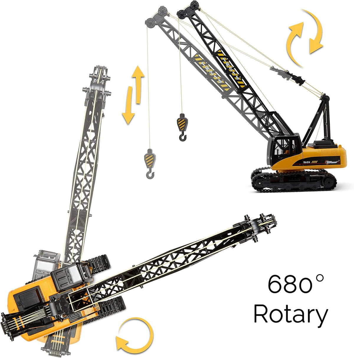 15 Channel Remote Control Crane, 1:14 Scale Battery Powered RC Construction Toy Crane with Heavy Metal Hook K7290