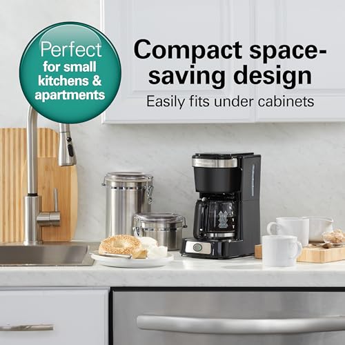 5 Cup Drip Coffee Maker with Glass Carafe, Black & Stainless Steel O87000