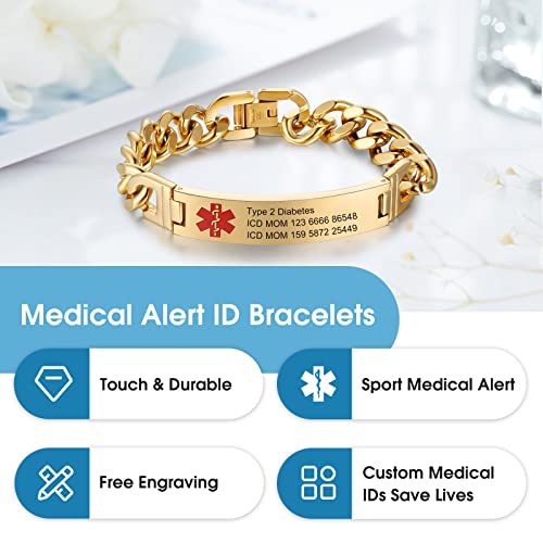 Engraved Stainless Steel Medical Alert ID Bracelet for Men H26566