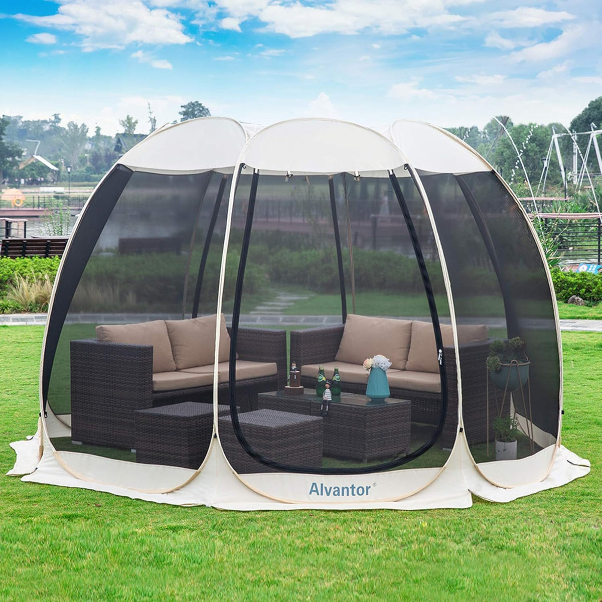 Beige 6'x6' Pop Up Screen House Tent C614611