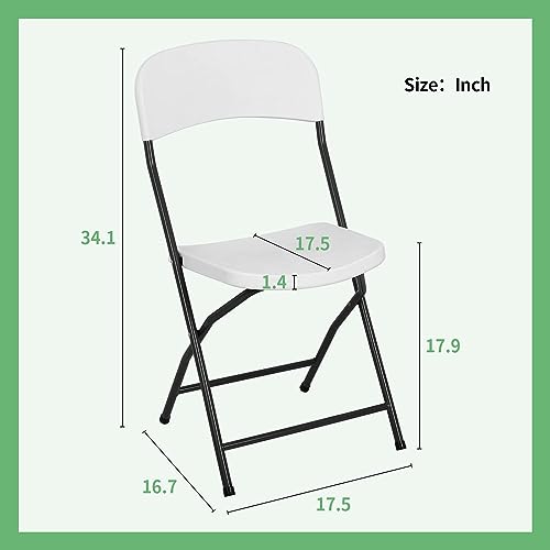 White Plastic Folding Chairs Set of 4 with Metal Frame I18691