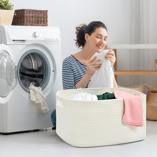 Rectangle Woven Cotton Rope Storage Basket B727