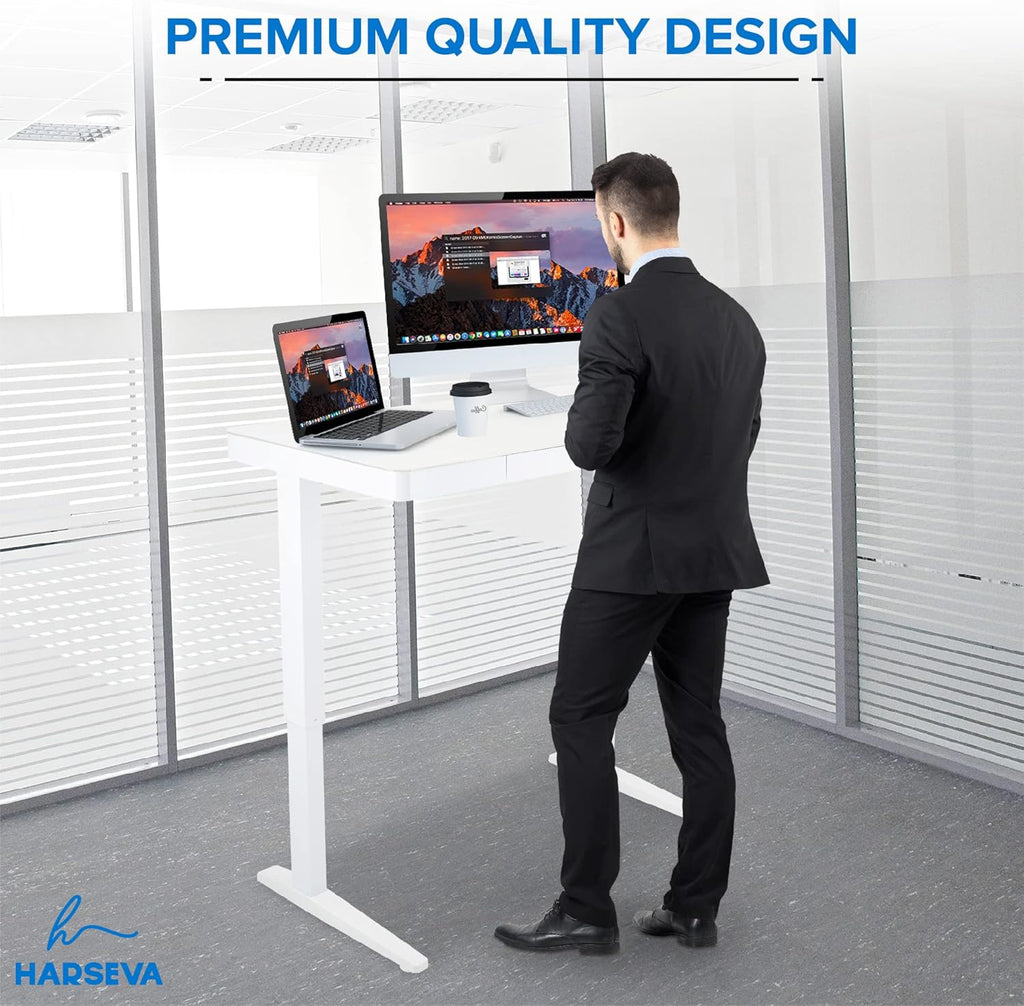 Electric Standing Desk 23x 47 Motorized Height Adjustable Table with USB Ports and Drawer Y7034