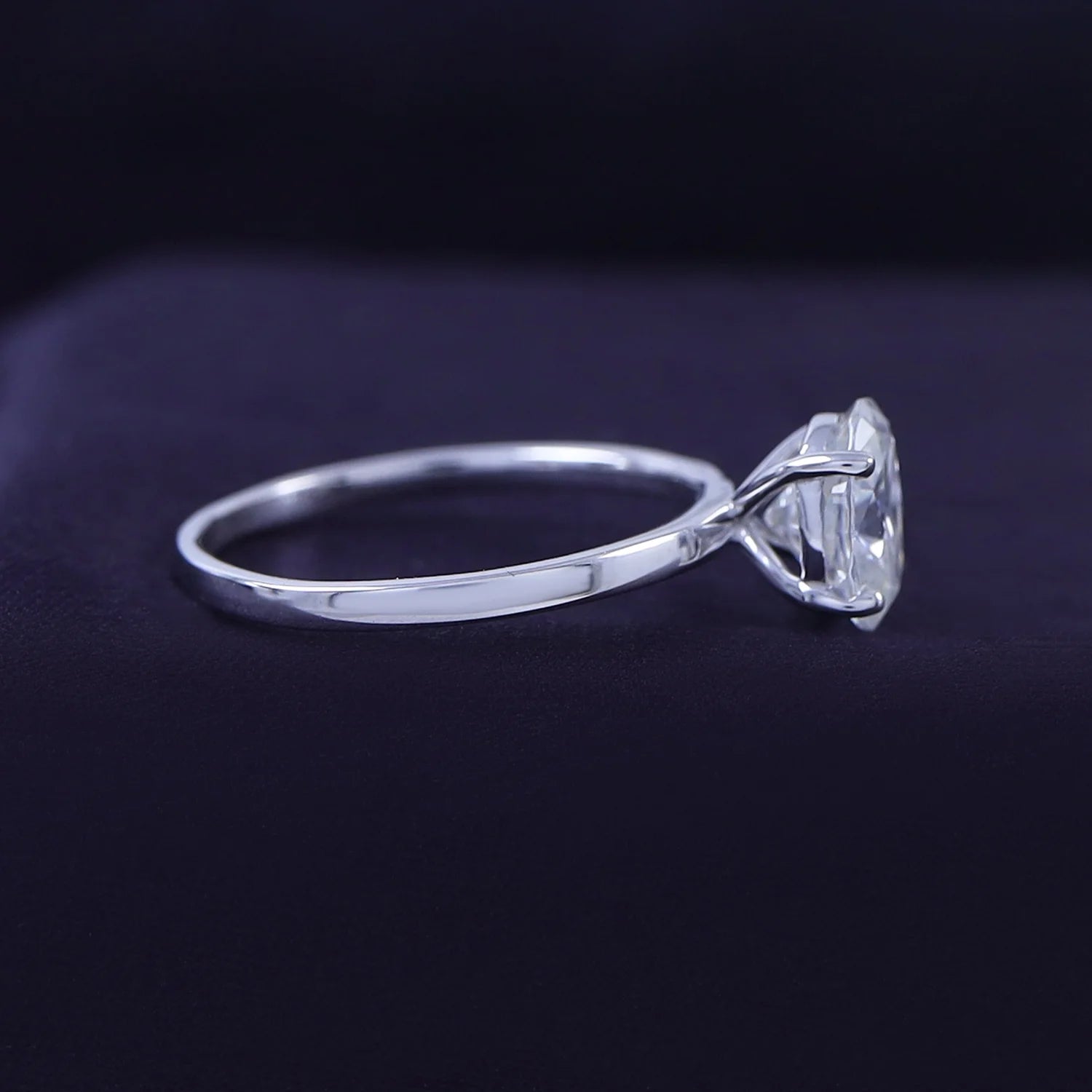 1 1/3 Carat Oval Shape Lab Created Moissanite Diamond Solitaire Engagement Ring In 14K White Gold Over Sterling Silver H527