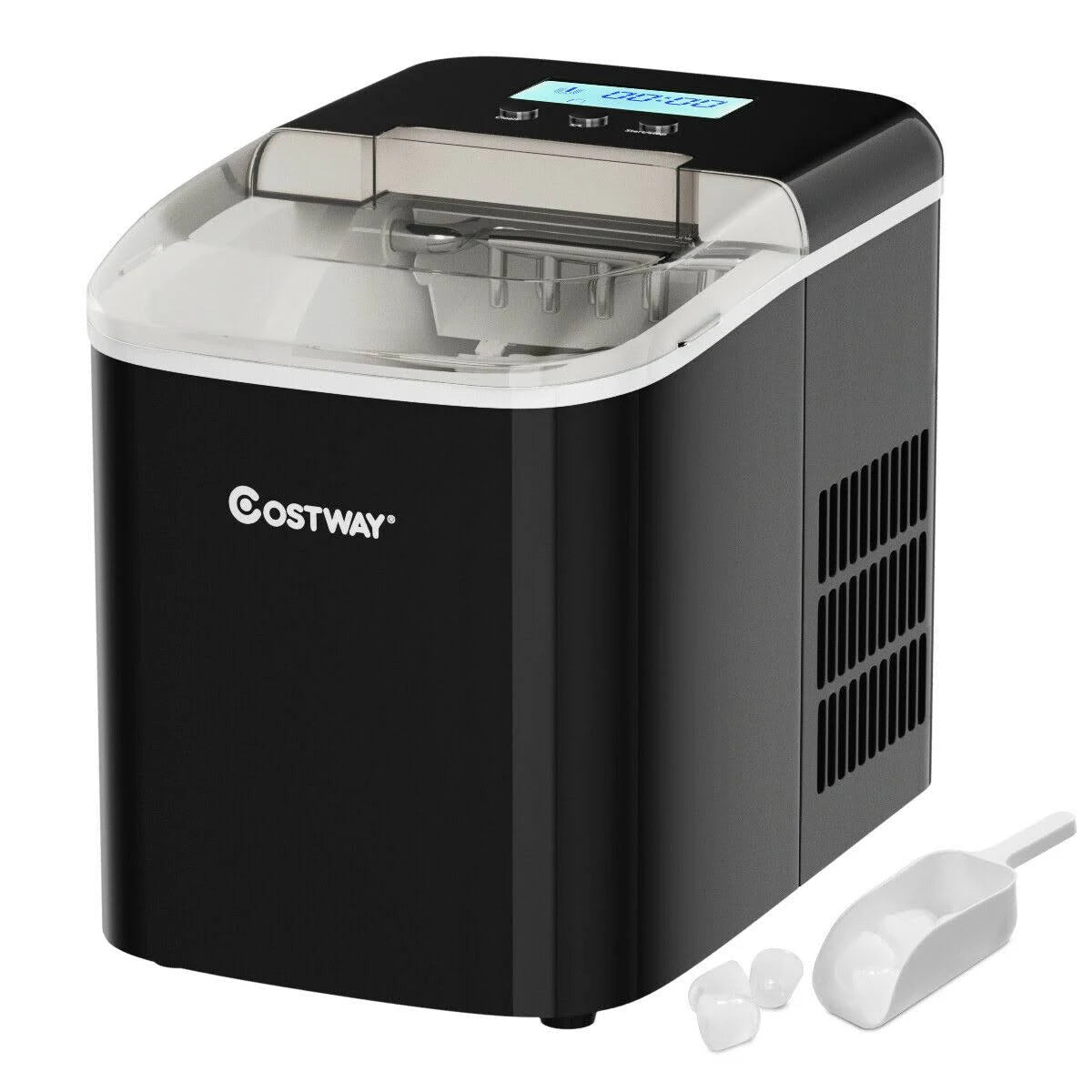 Black Countertop LCD Display Ice Maker with Ice Scoop J798455