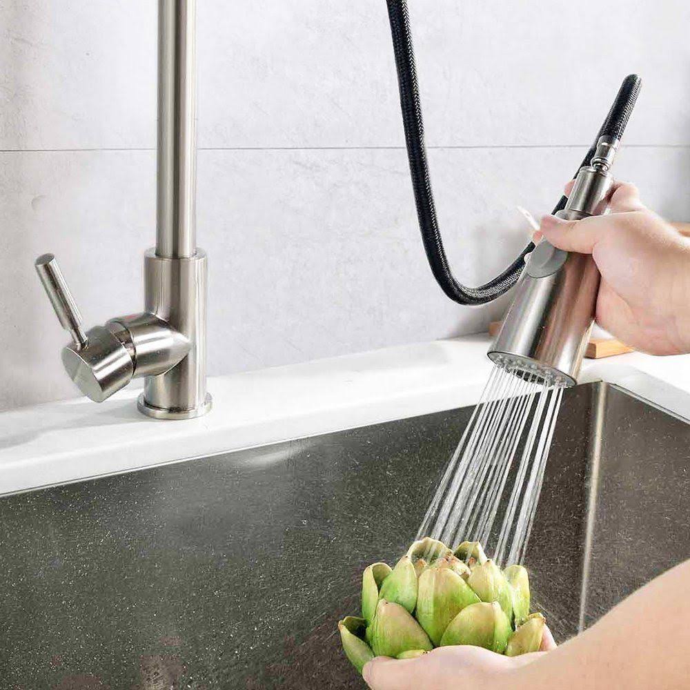 Commercial Stainless Steel Single Handle Pull Down Sprayer Kitchen Faucet N4351