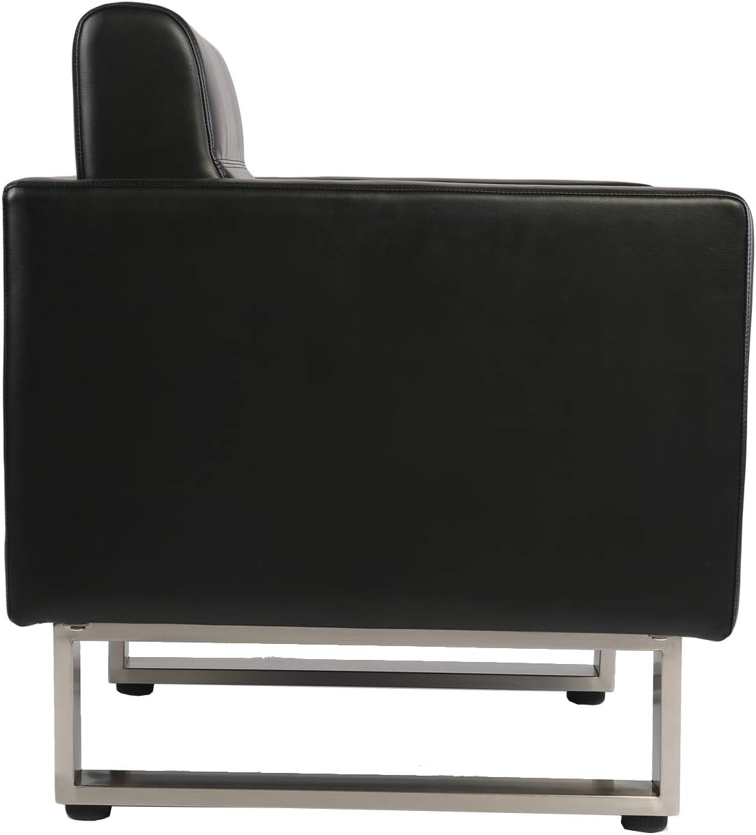 Black Leather Club Chair with Cushion P1974