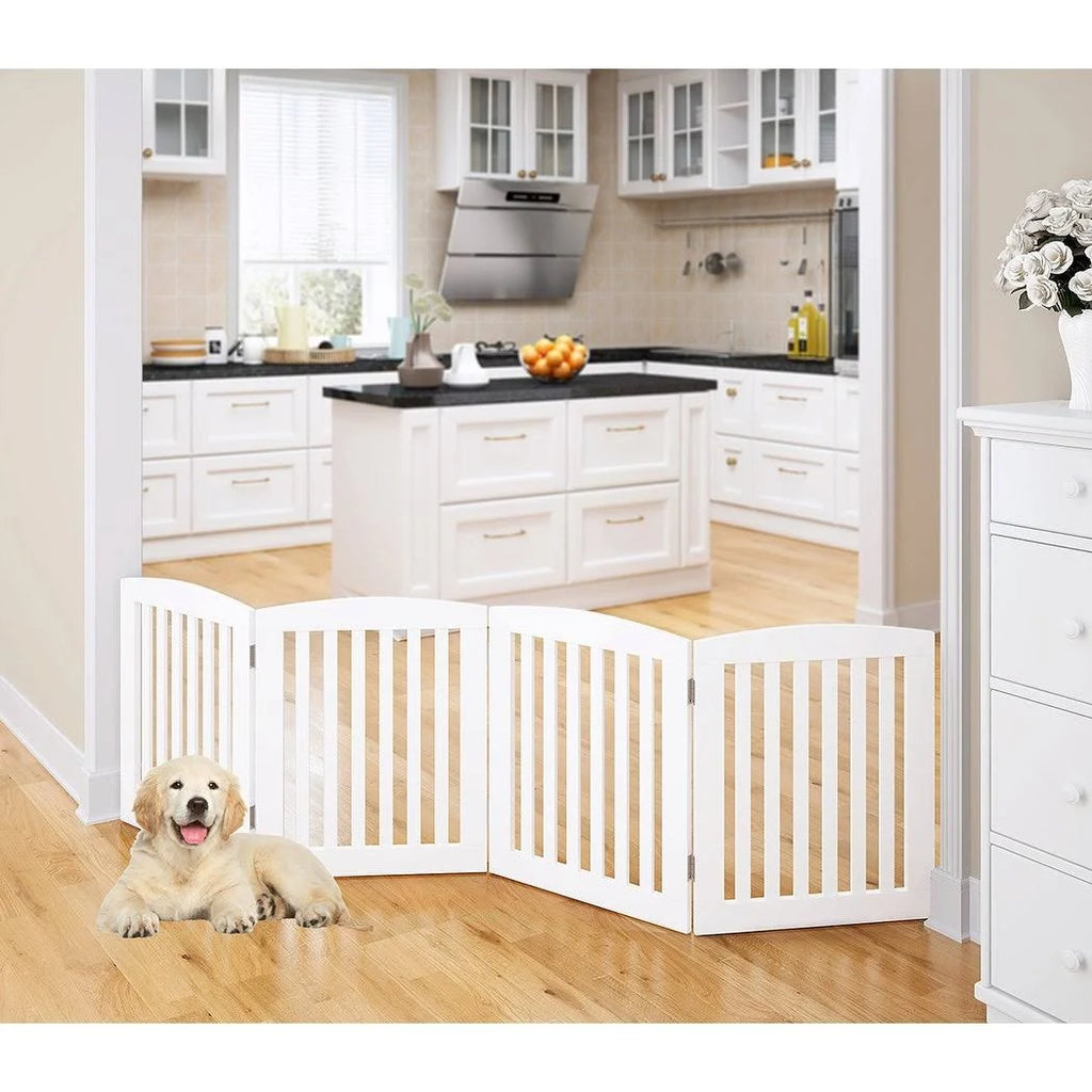 24 inch 4 Panel Wooden Freestanding Foldable Pet Gate Z554