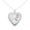 14 Karat White Gold Enamel Heart Locket on 18-inch Cable Rope Chain H548785