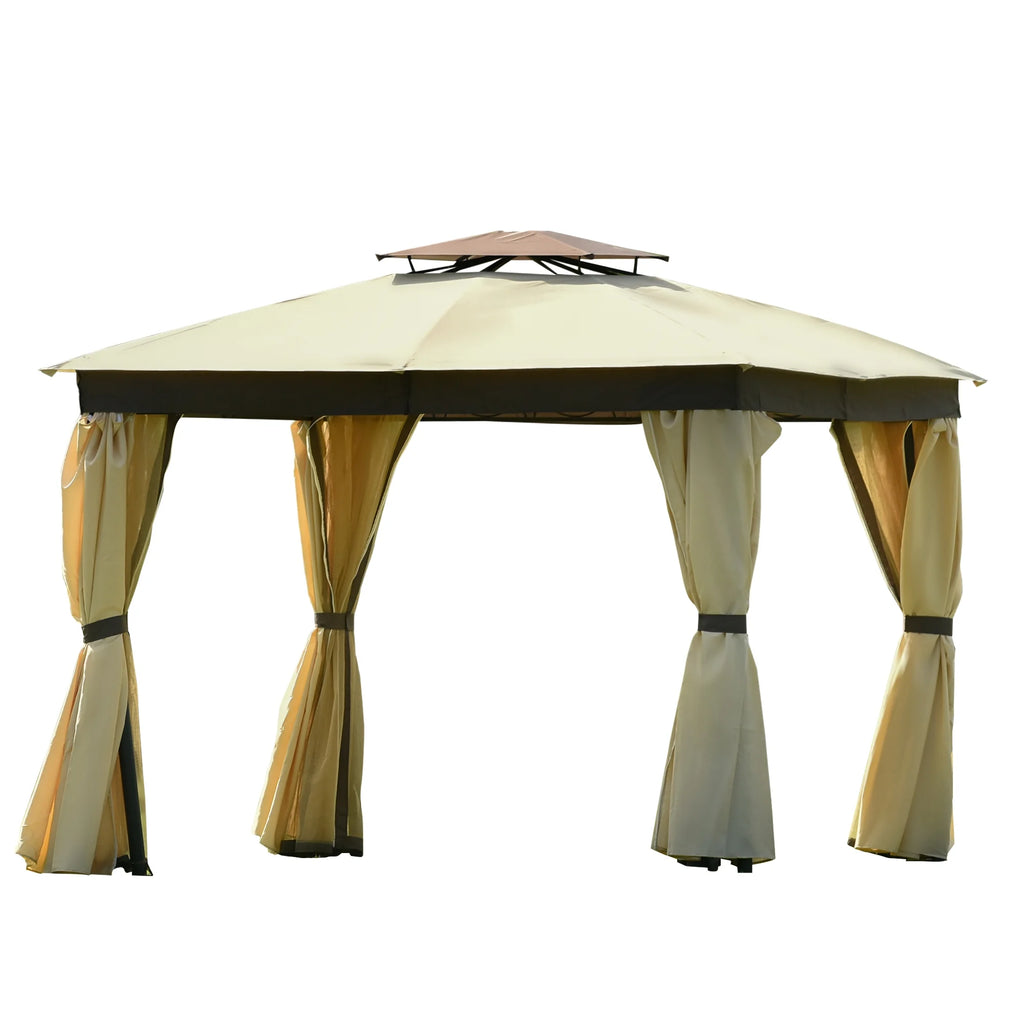 10' X 10' Outdoor Gazebo Tent with Metal Frame, khaki X652053
