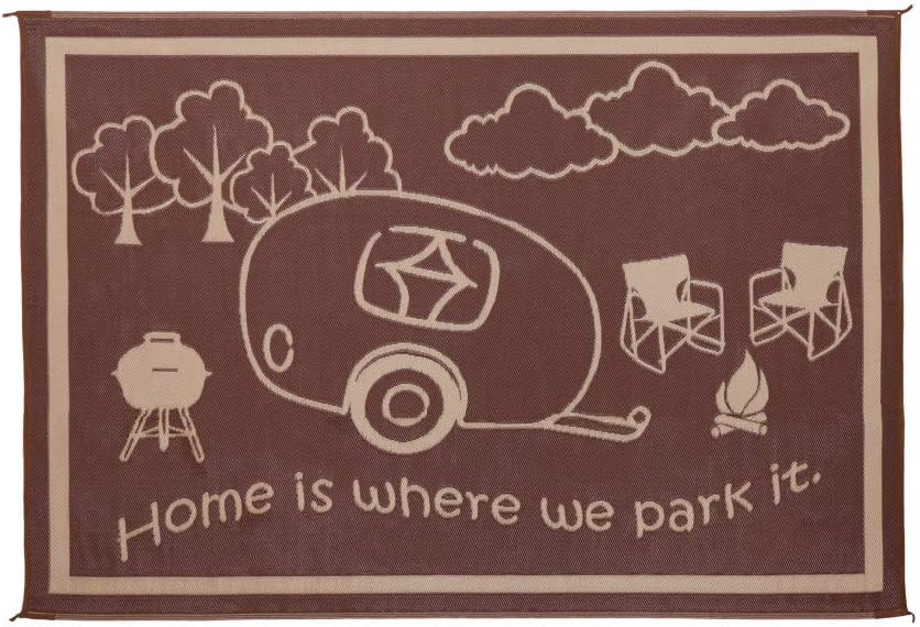 Black/White 8-Feet x 18-Feet RV Home Mat L853485
