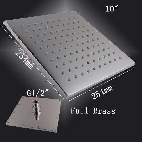 10 inch Ceiling Mount Square Rainfall LED Shower Head Stainless Steel with Chrome Finish M3509
