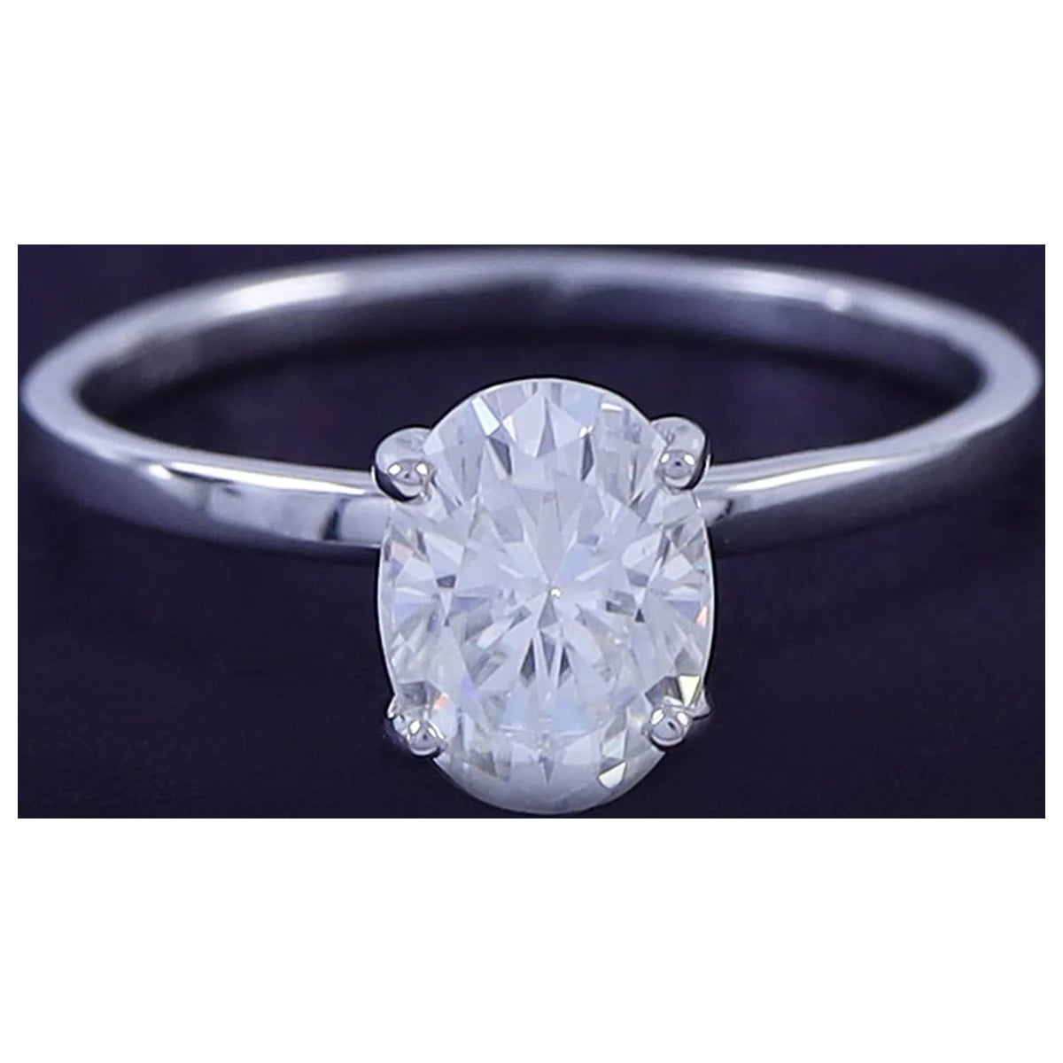 1 1/3 Carat Oval Shape Lab Created Moissanite Diamond Solitaire Engagement Ring In 14K White Gold Over Sterling Silver H527