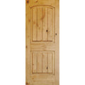 24 in. x 96 in. Knotty Alder 2 Panel Top Rail Arch with V-Groove Solid Wood Core Interior Door Slab G308171