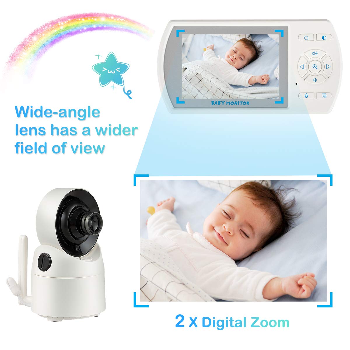 3.5'' LCD Video Baby Monitor, 2-Way Audio, Infrared Night Vision, Pack of 2 K846927