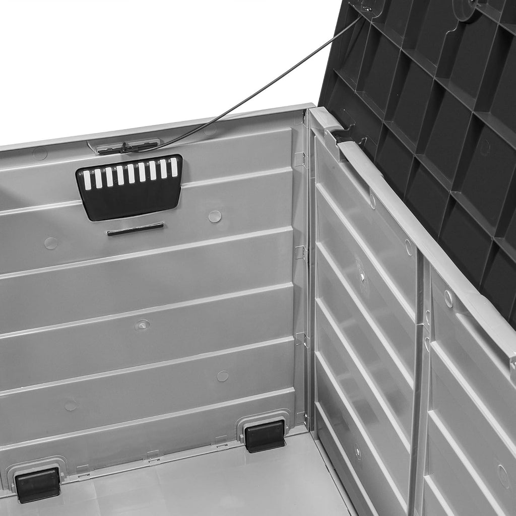 63 Gallon Deck Box with Built In Wheel Outdoor Storage Bench D456