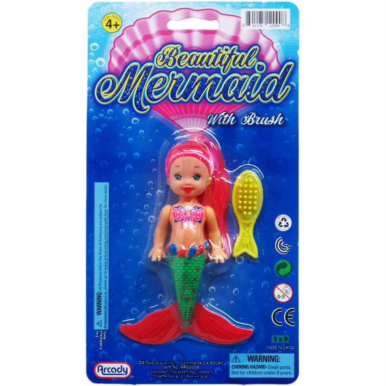 Mermaid Doll with Brush, Assorted Colors, Case of 96 R1496