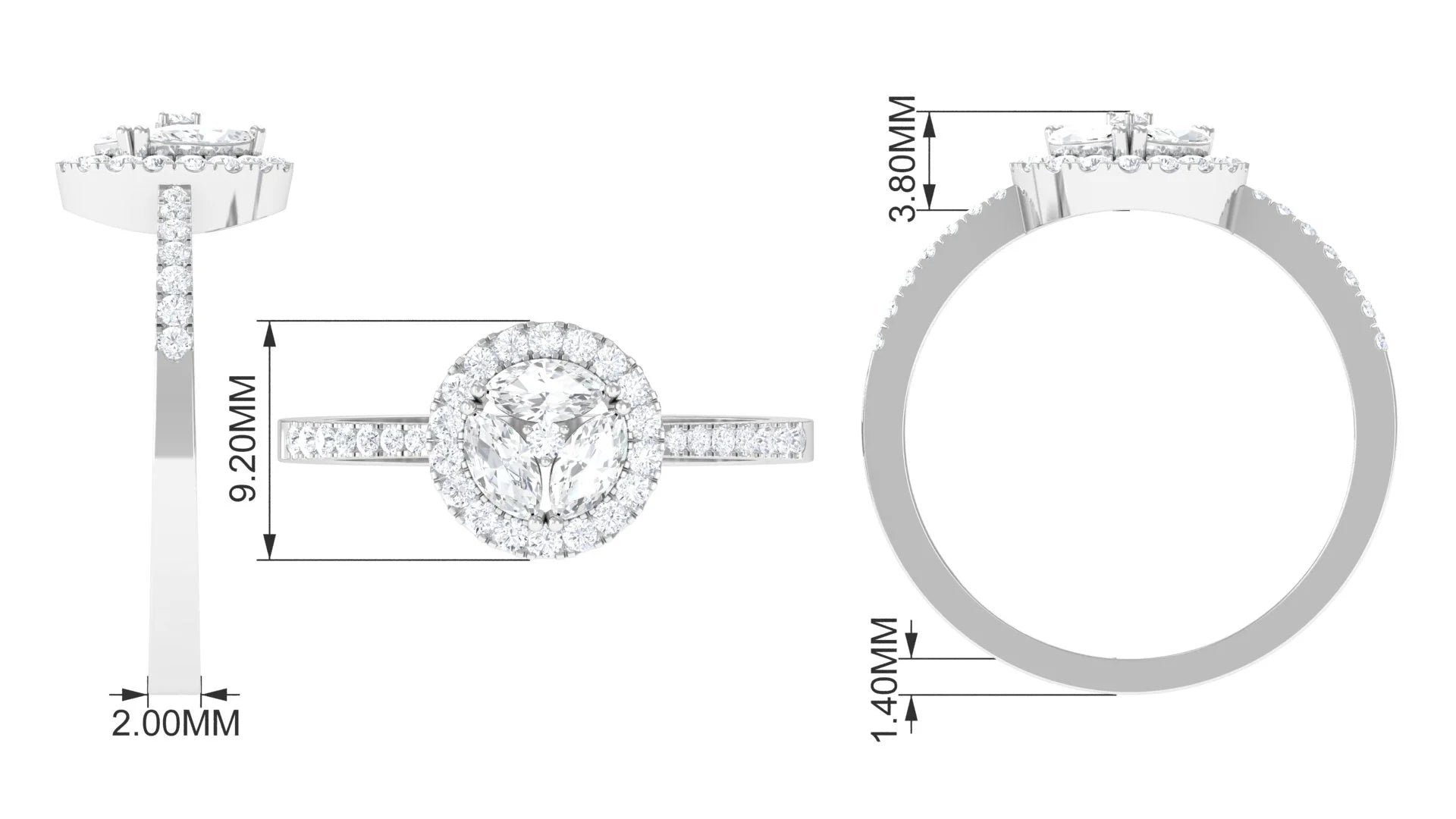 925 Sterling Silver Moissanite Engagement Ring T7604