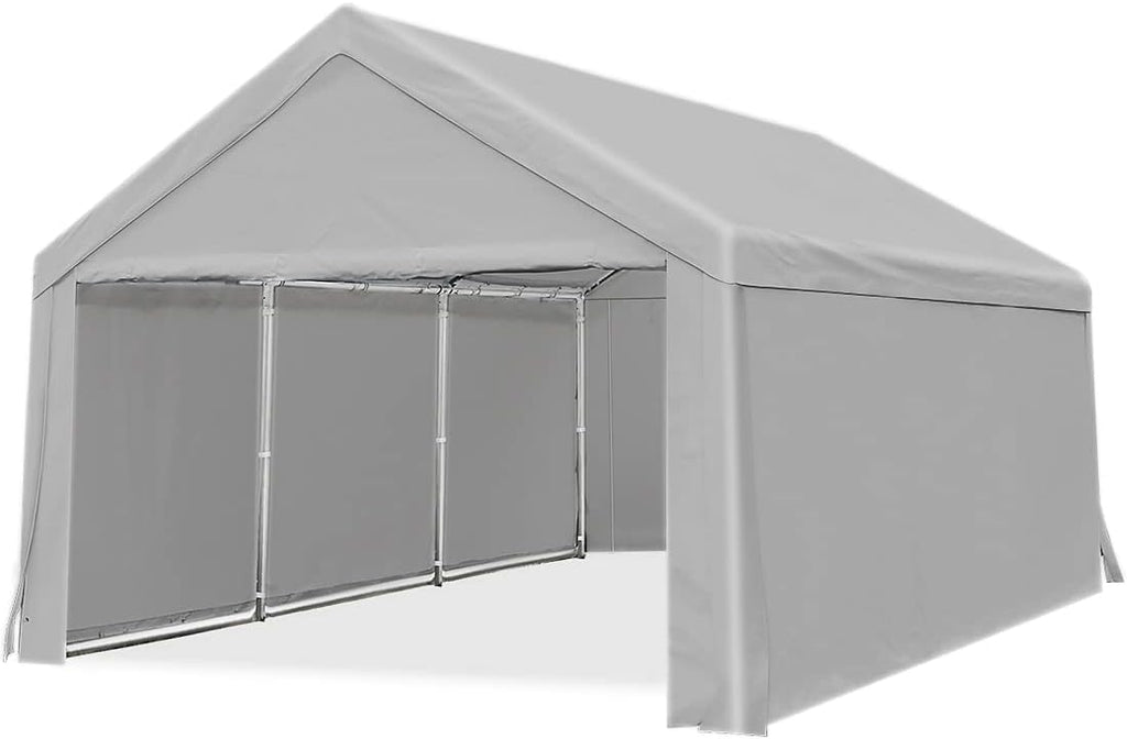 Beige Heavy Duty Carport Car Canopy with Reinforced Ground Bars M611902