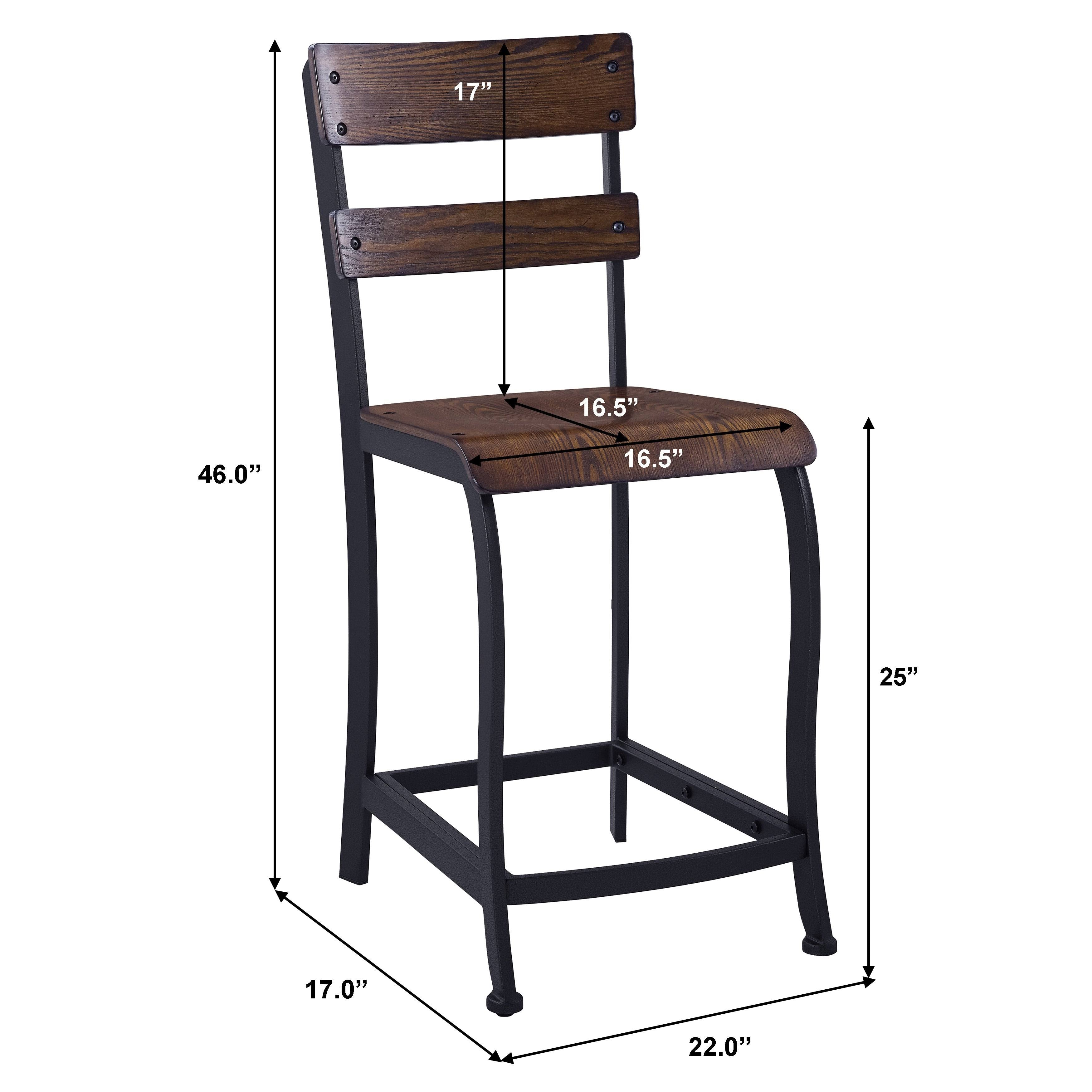 Brown Wood and Grey Metal Gathering Stools Set of 4 W9569