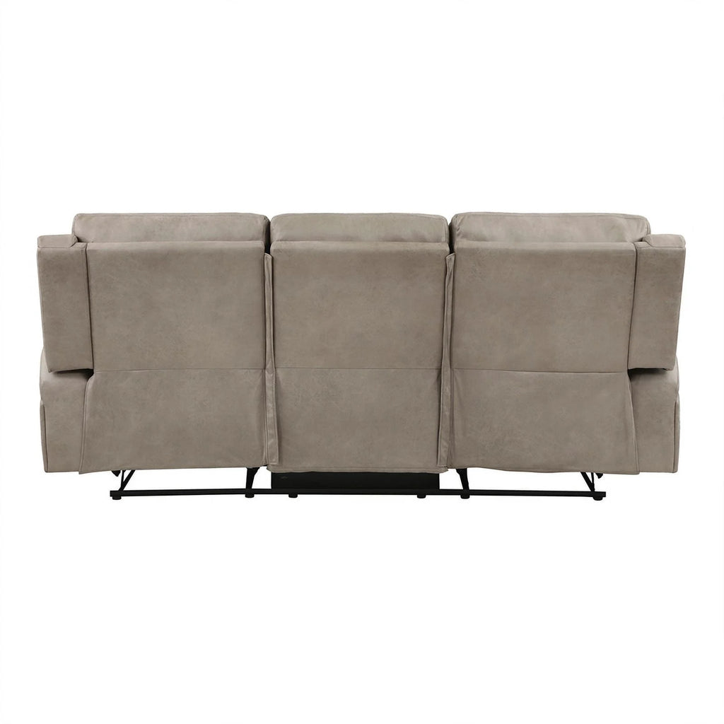 Polished Microfiber Double Reclining Sofa in Brown T3156