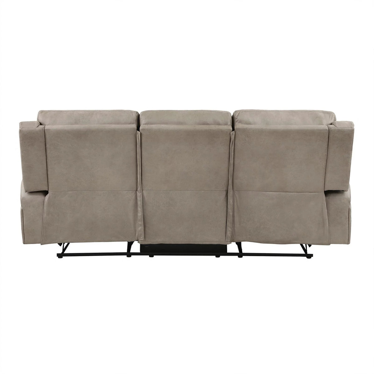 Polished Microfiber Double Reclining Sofa in Brown T3156