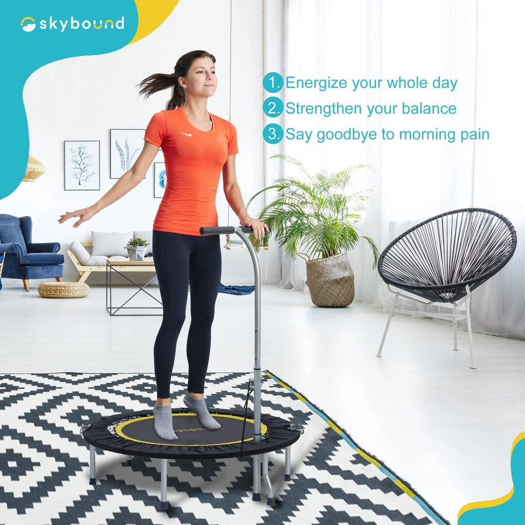 Foldable Mini Trampoline 39 Inch with Adjustable T-Bar Handle J3054