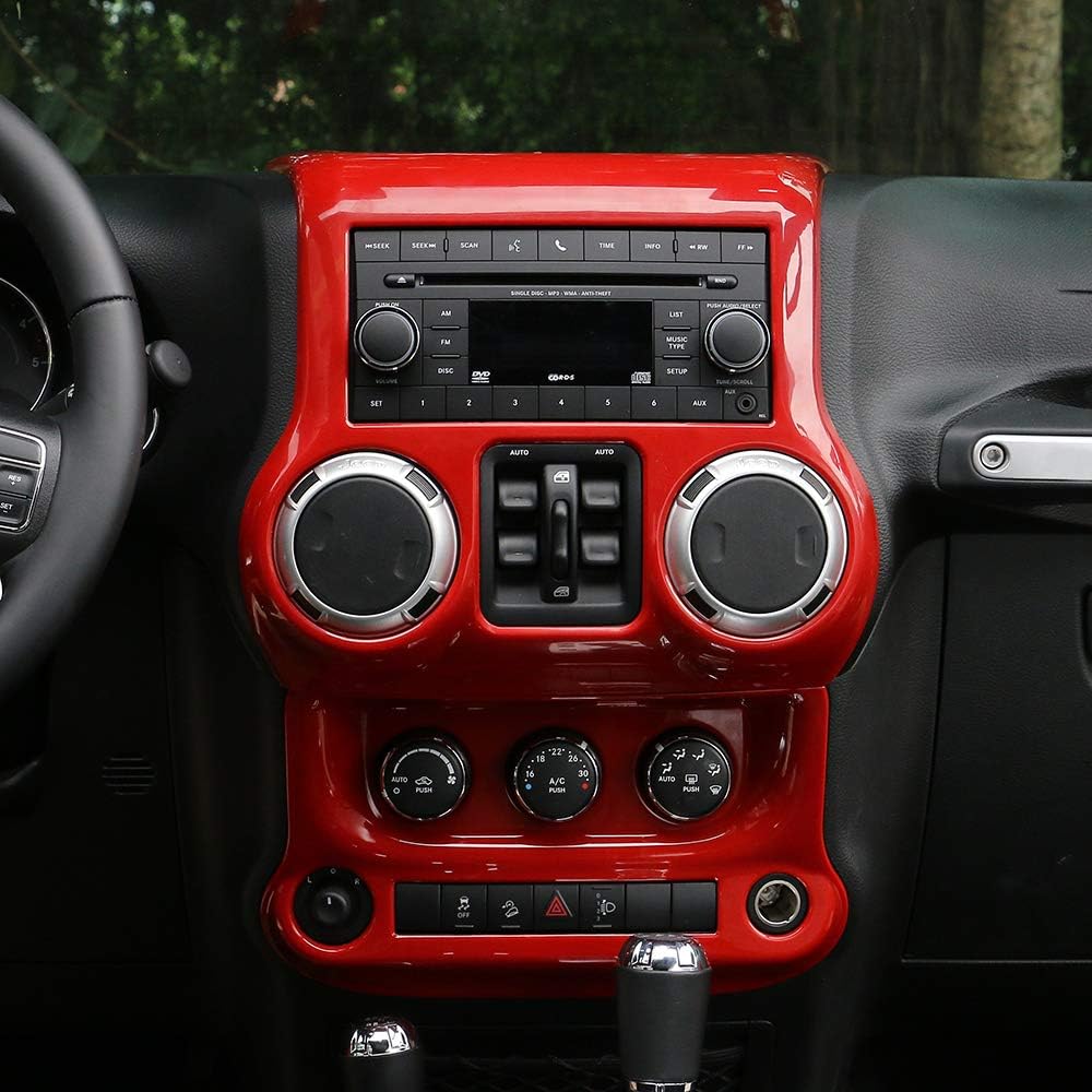 Carbon Fiber Car Interior Center Console Dashboard Panel Frame Cover Trims for Jeep Wrangler 2011-2017, Pack of 2 V109