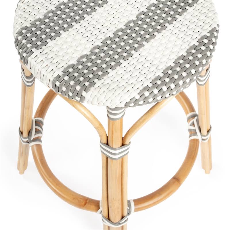 Grey & White Rattan Counter Stool H63420