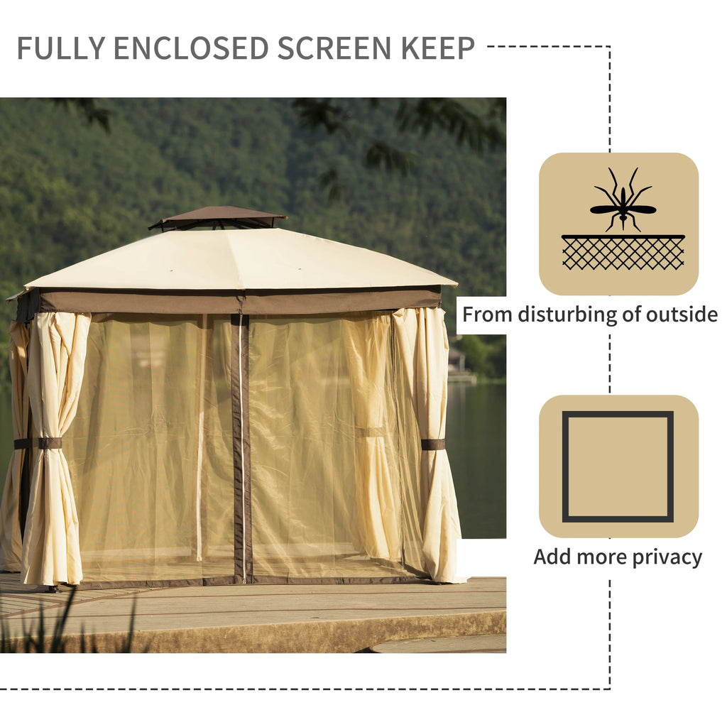 10' X 10' Outdoor Gazebo Tent with Metal Frame, khaki X652053