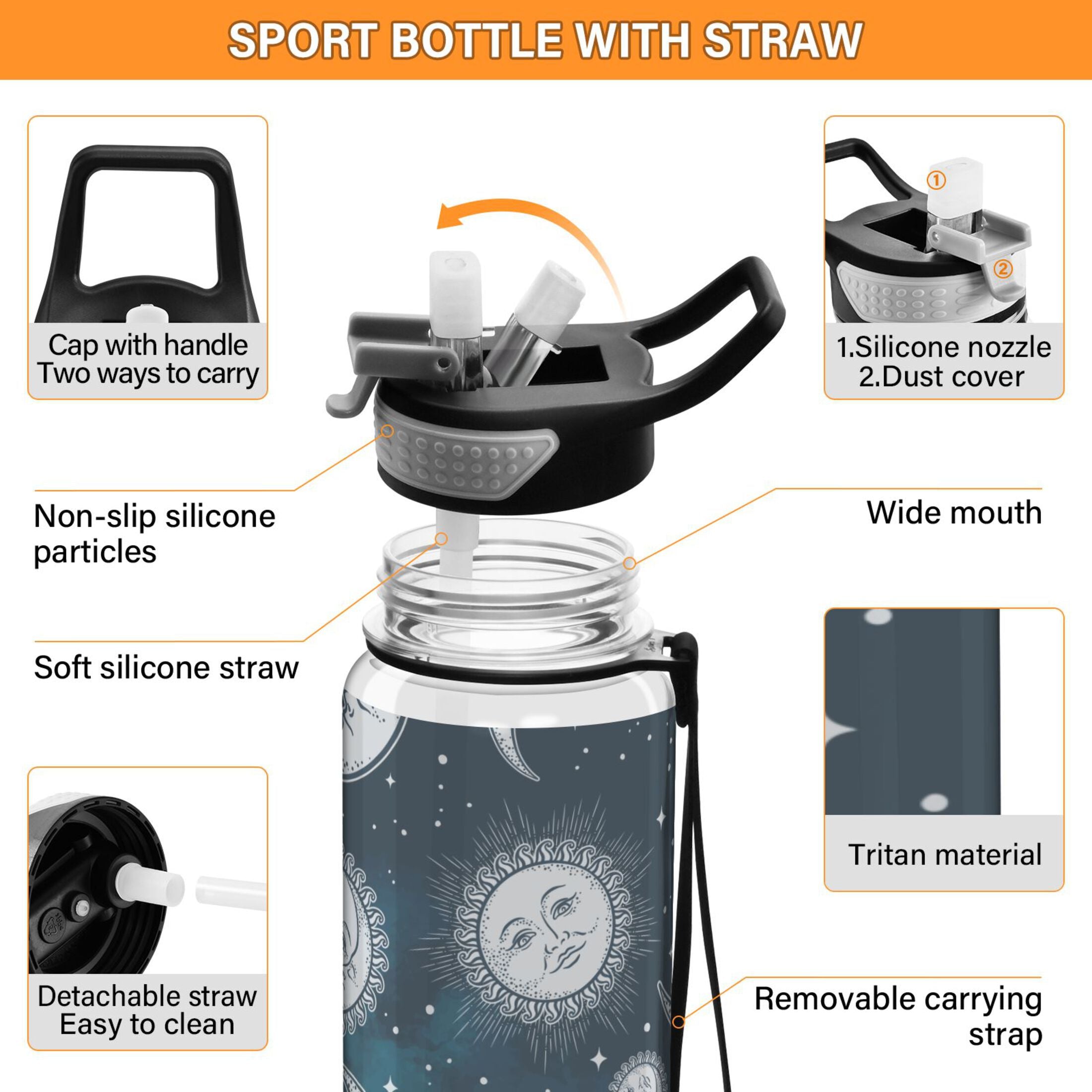 32oz Leakproof Tritan Water Bottle with Straw H4323