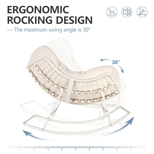 Oversized Egg Wicker Rocking Chair with Cushion - Gray A872
