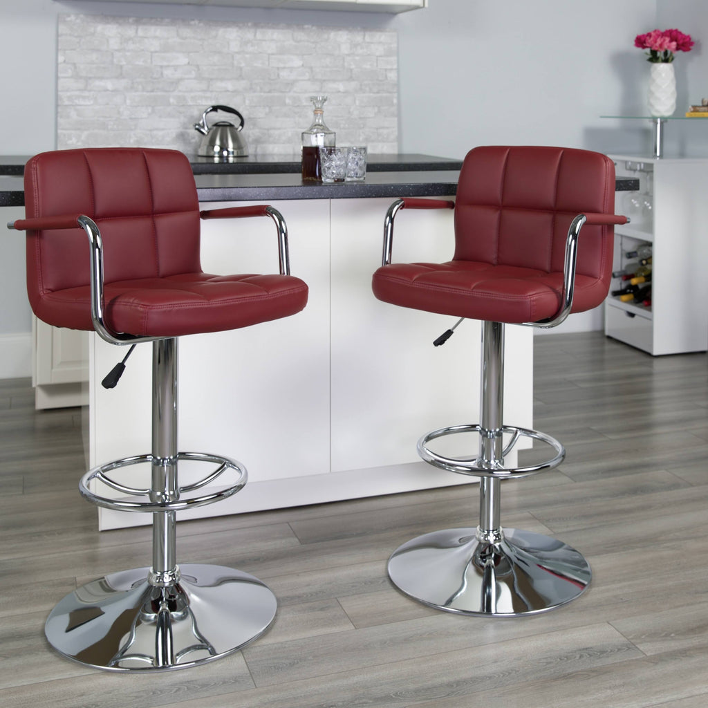 Yellow Adjustable Quilted Barstool G915