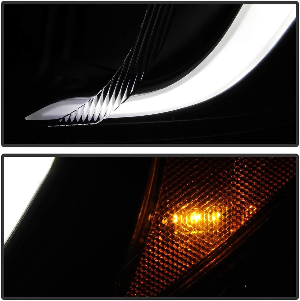 Black Housing LED Tube Projector Headlights Headlamps Q283