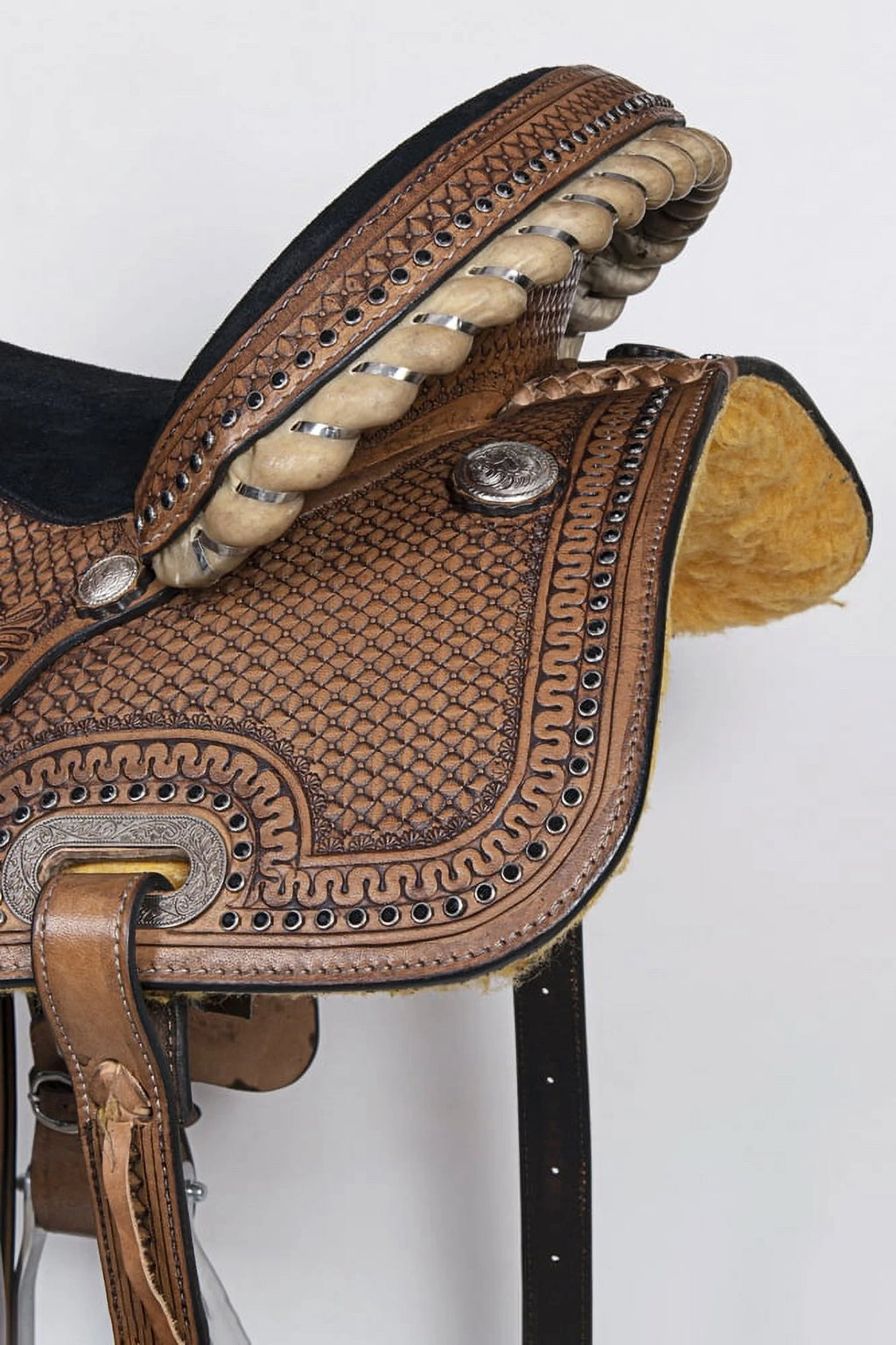 Dark Brown Leather Barrel Racing Saddle J931039