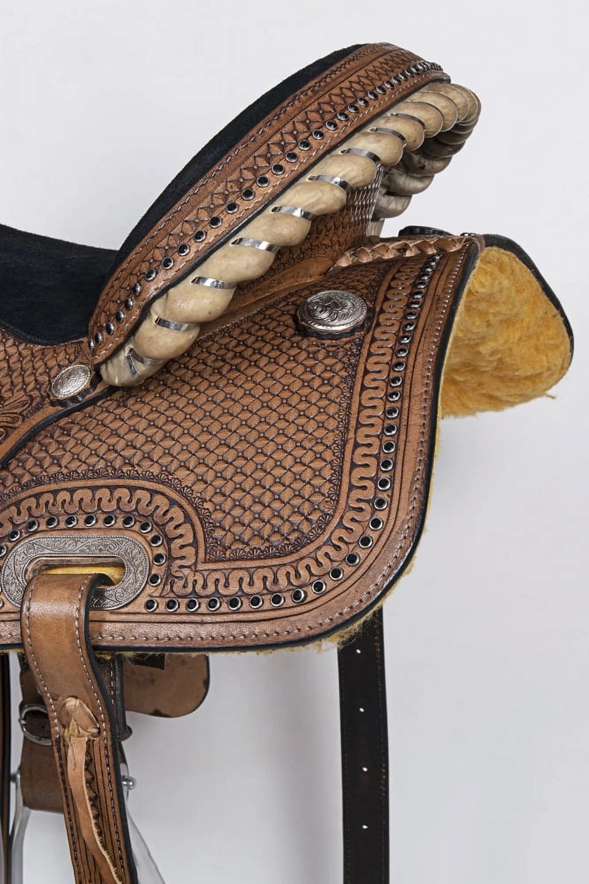 Dark Brown Leather Barrel Racing Saddle J931039