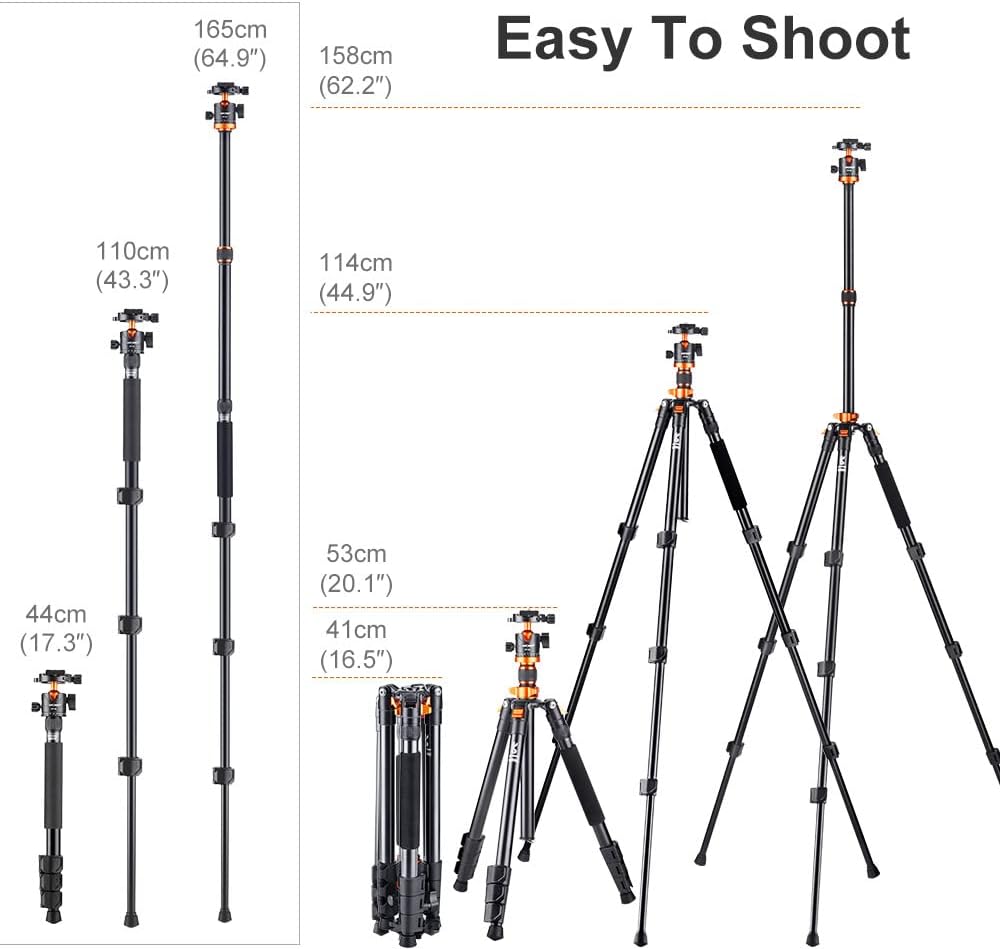 62 inch DSLR Camera Tripod with Monopod and Aluminum Alloy Quick Release Plate Y447