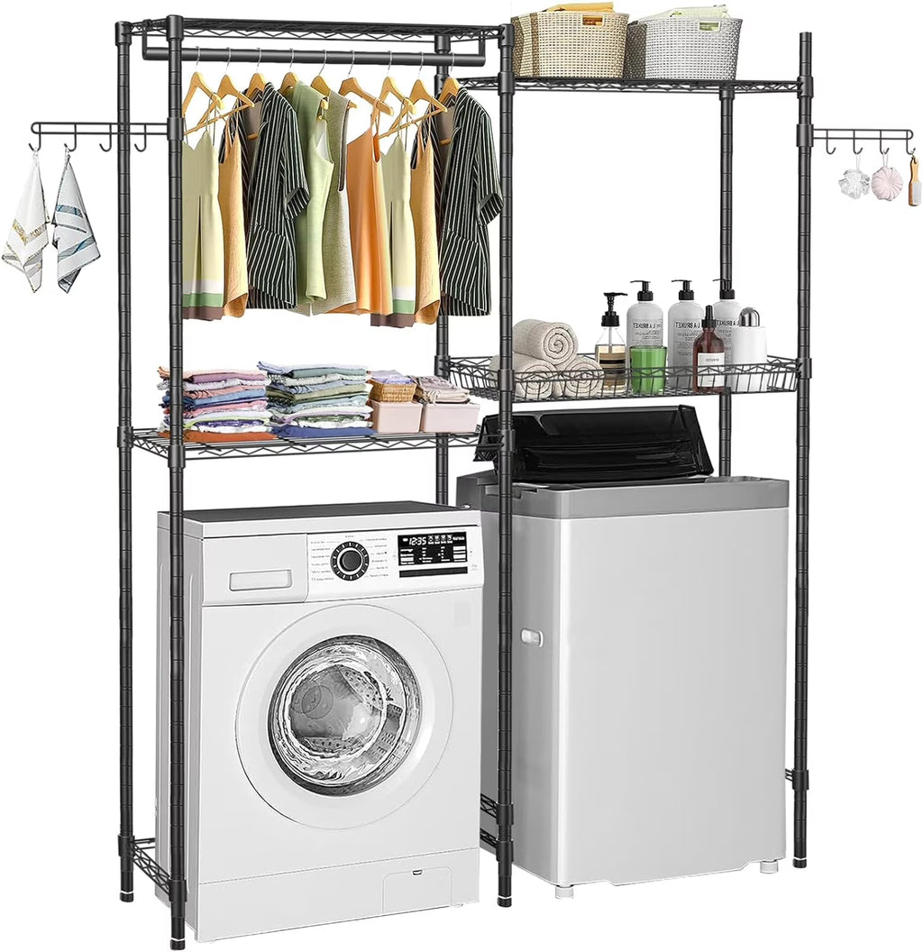 Black 4 Tier Clothes Drying Rack with Adjustable Shelves M43959