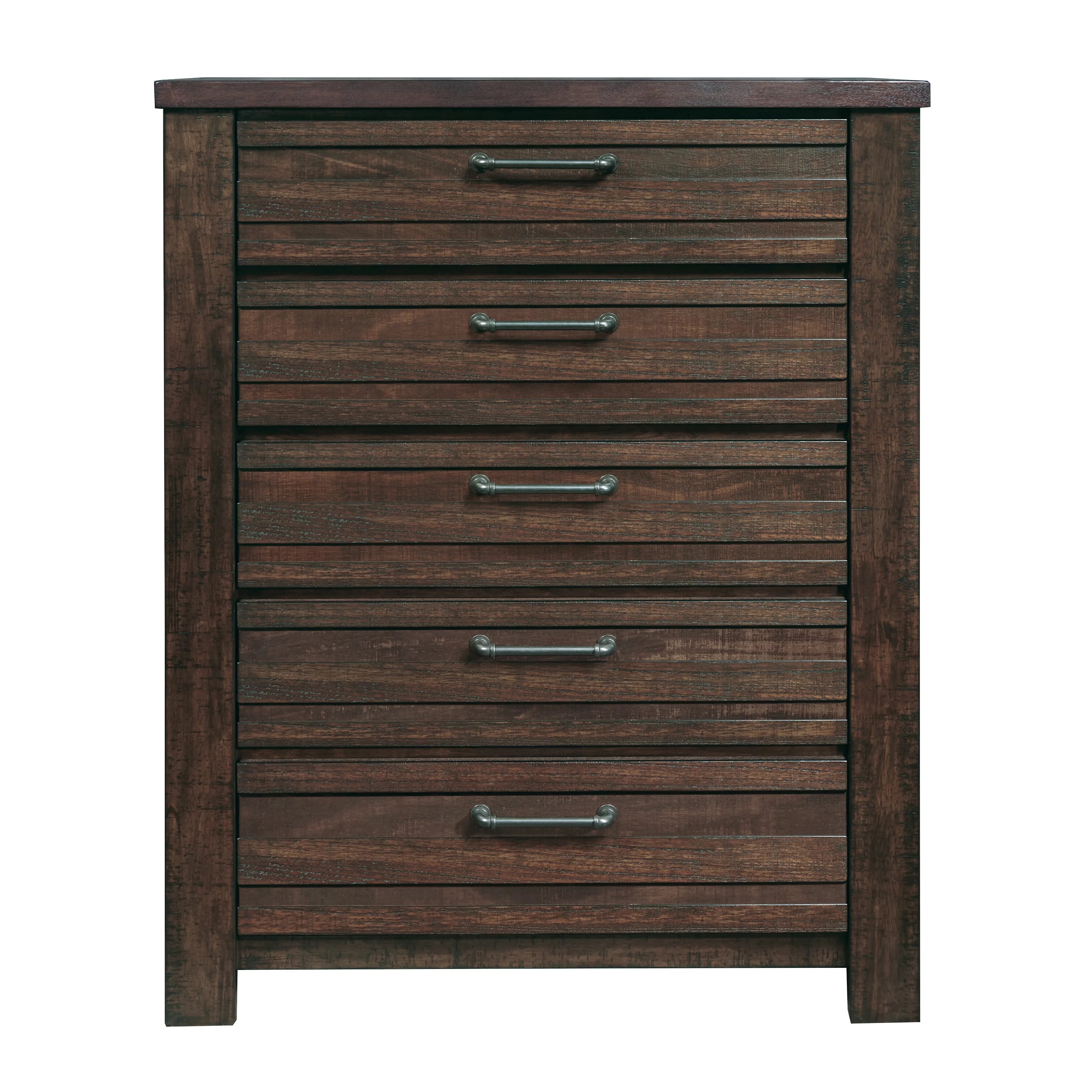 Espresso Wood Queen Bedroom Set with Dresser, Mirror, Nightstands, Chest H1395