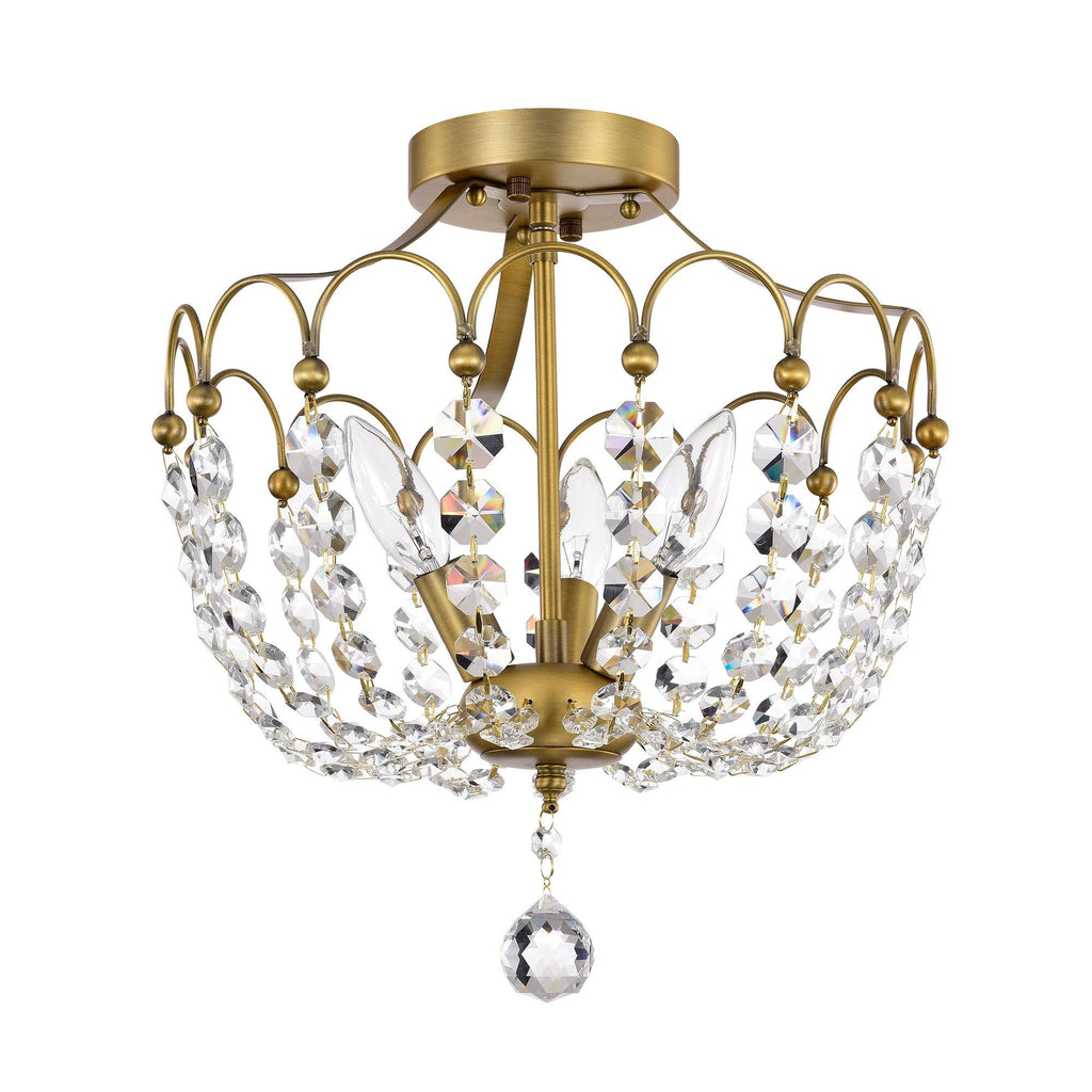 Vintage Brass Crystal Semi Flush Mount U59376