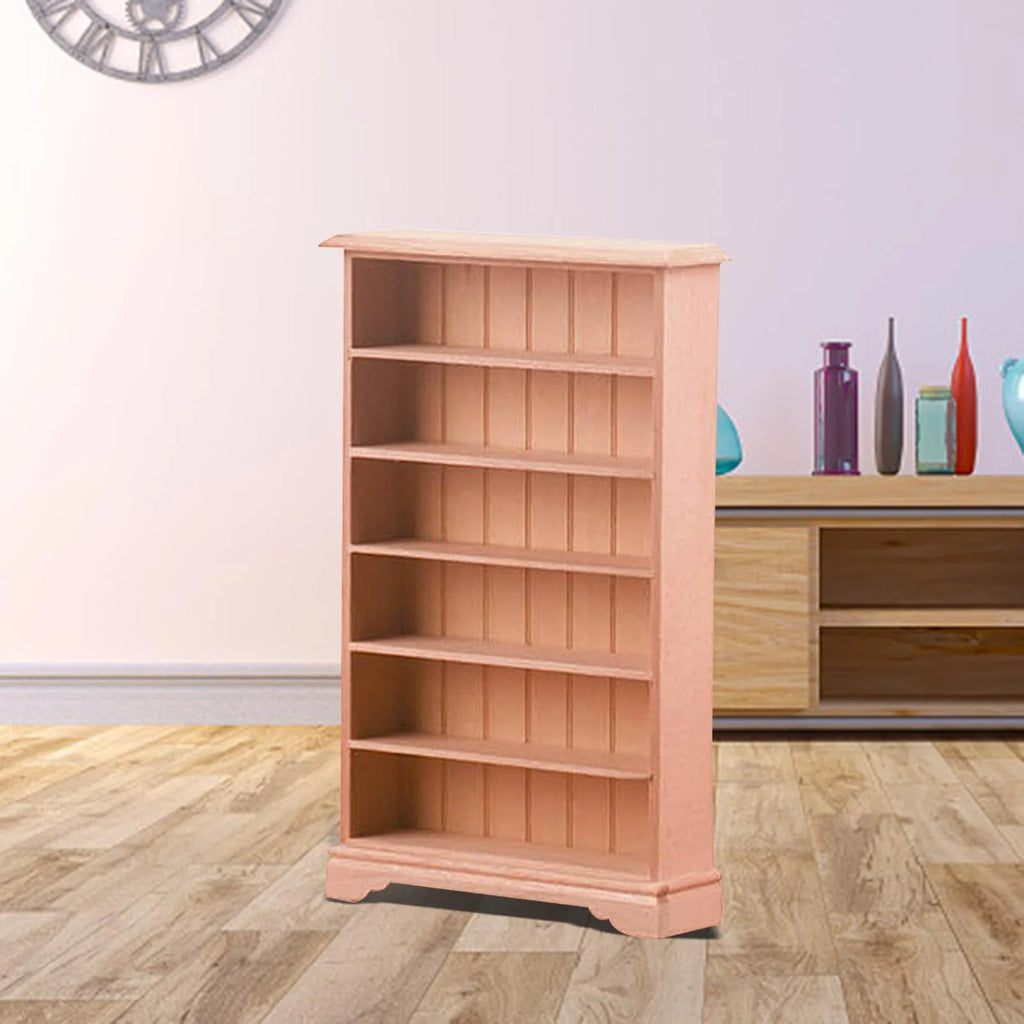 Dollhouse Miniature Wooden Bookcase Display Shelf A544945