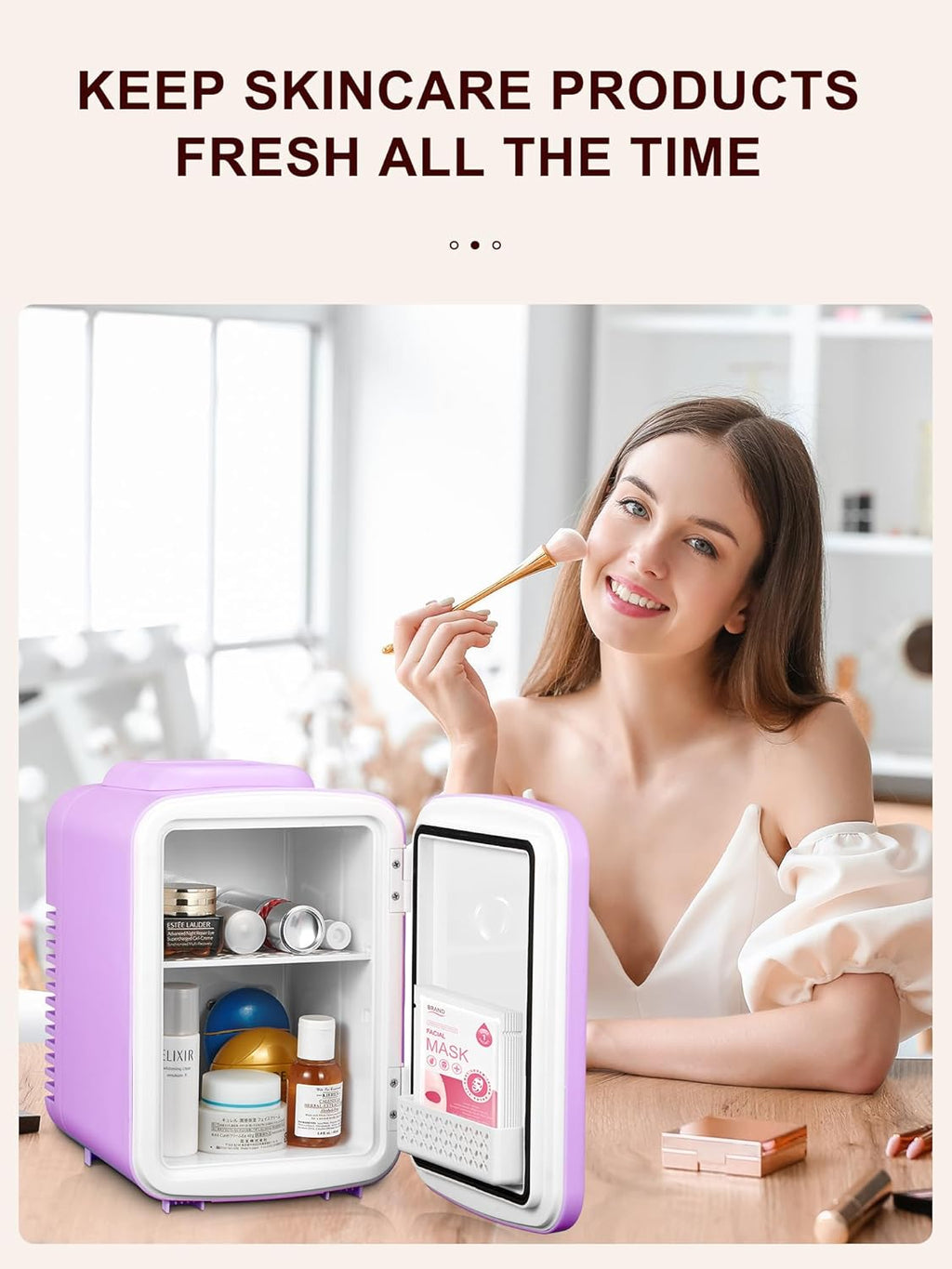 3.7 Liter 6 Can Portable Cooler Warmer Personal Refrigerator Freon-Free Purple Y668