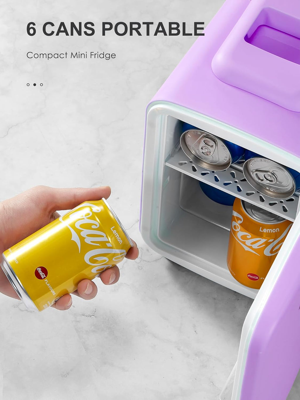 3.7 Liter 6 Can Portable Cooler Warmer Personal Refrigerator Freon-Free Purple Y668