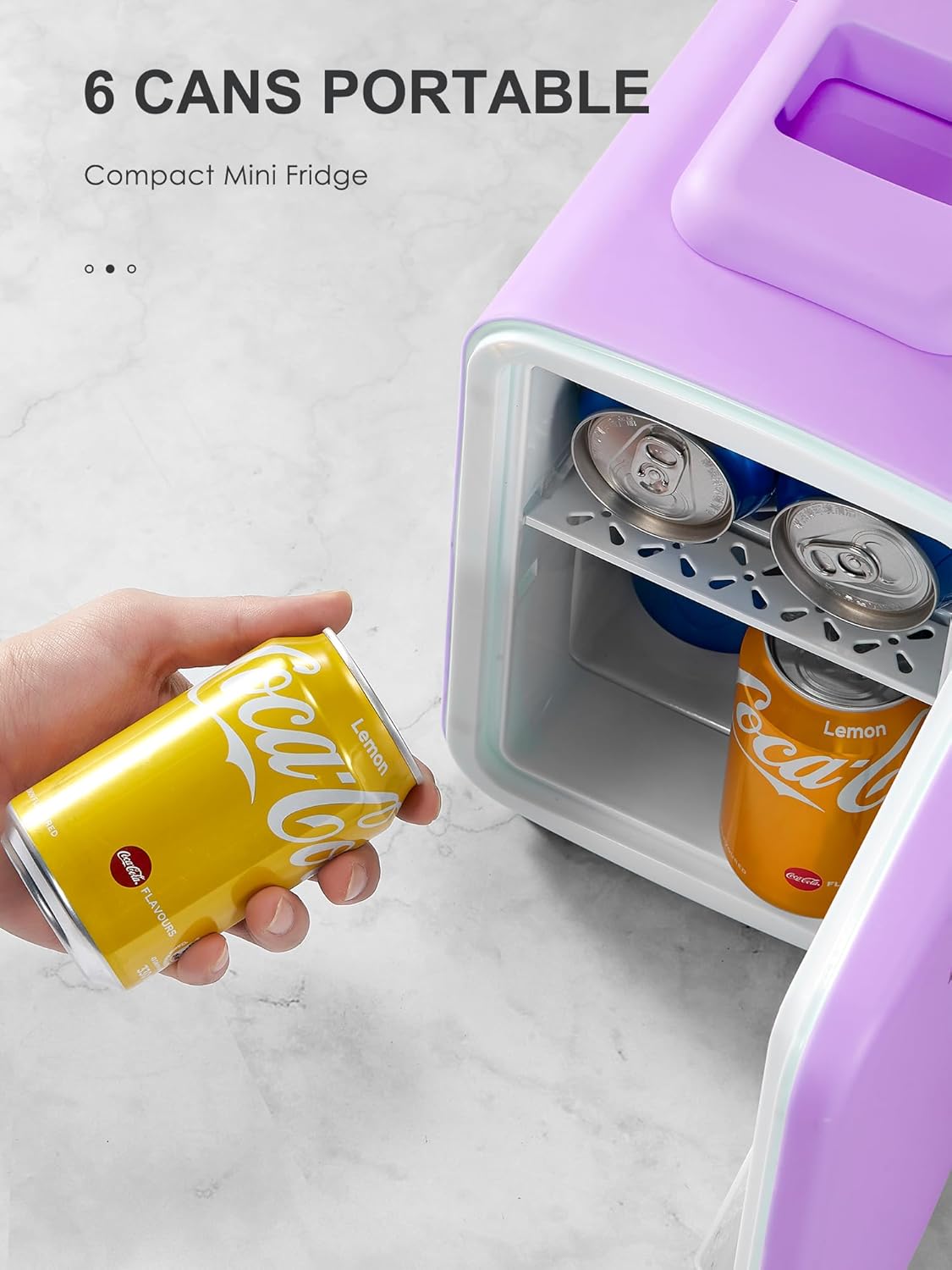 3.7 Liter 6 Can Portable Cooler Warmer Personal Refrigerator Freon-Free Purple Y668