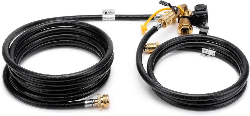4-Port Propane Brass Tee Adapter Kit with 6FT and 12FT Extension Hose, Pack of 2 X66042