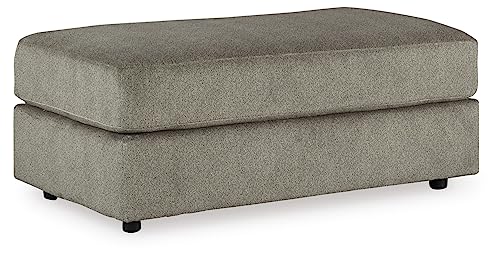Gray Chenille Oversized Ottoman V19300