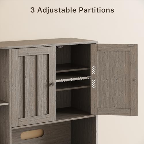 60.4" Farmhouse Kitchen Pantry Storage Cabinet with Doors and Adjustable Shelves Z21999