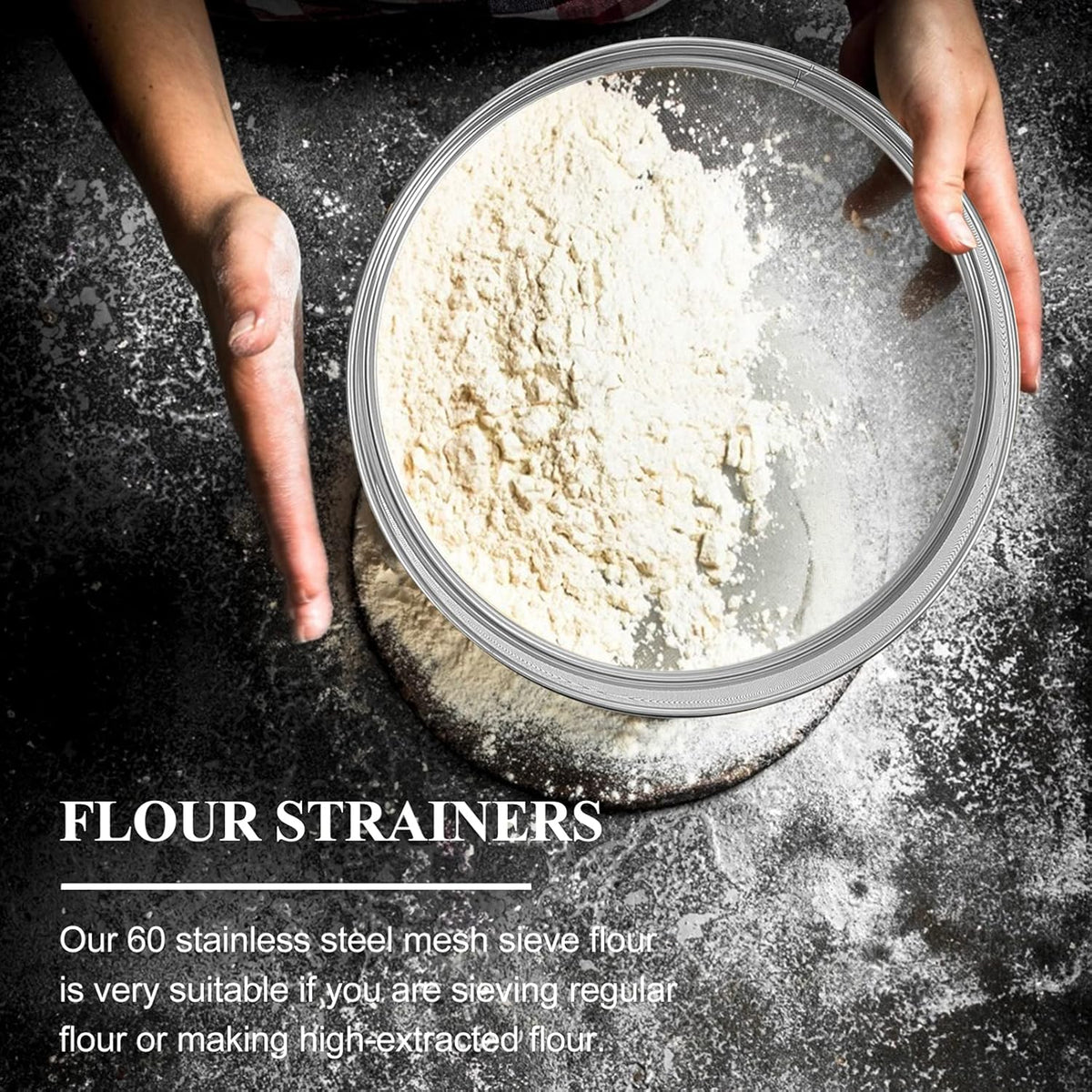 4pcs plastic flour sifter with Stainless steel Mesh R5743